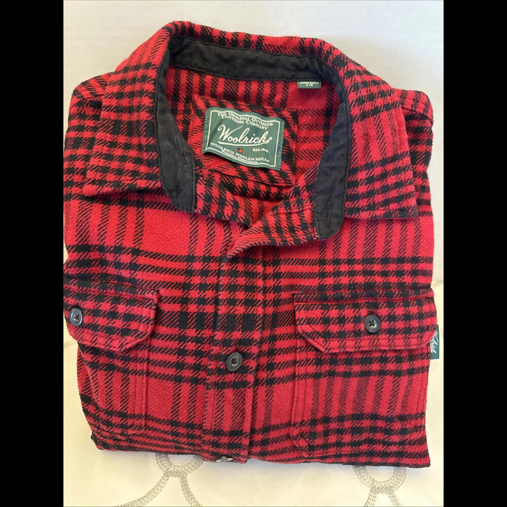 Woolrich Men’s Flannel Shirt Large Red & Black With Pockets